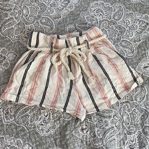 Striped linen shorts